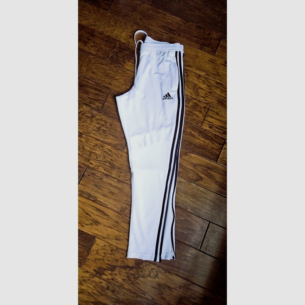 Adidas Ankle Zip Track Pants White & Black Aero ready | Large